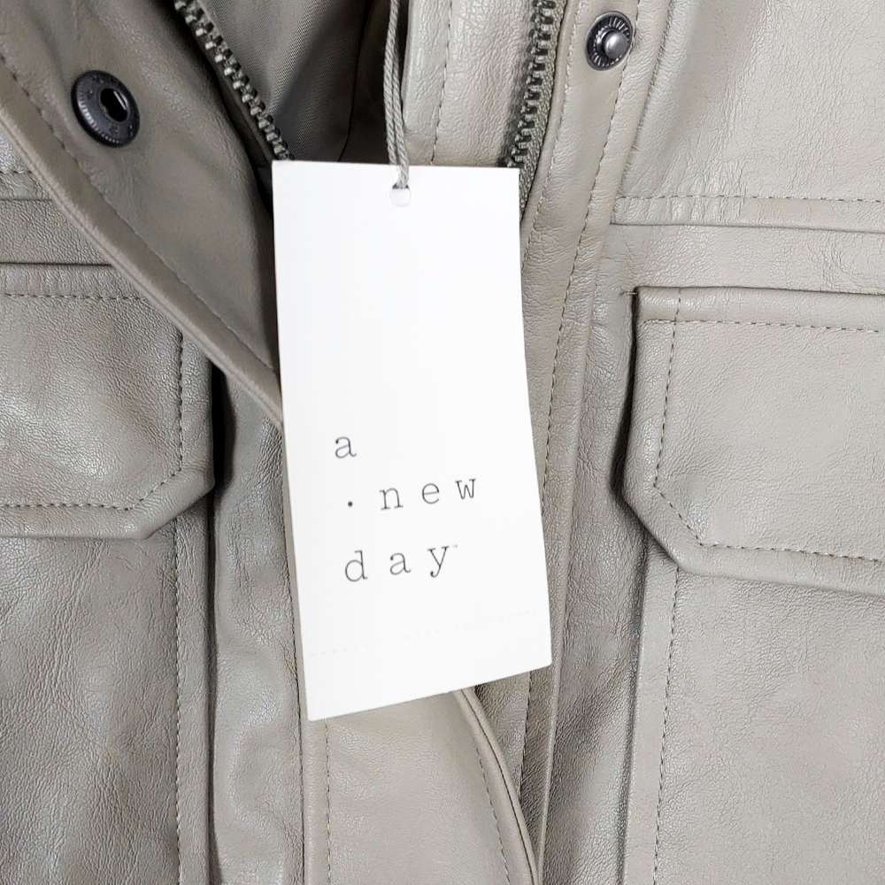 NWT A New Day Womens Faux Leather Anorak Jacket - Picture 6 of 9
